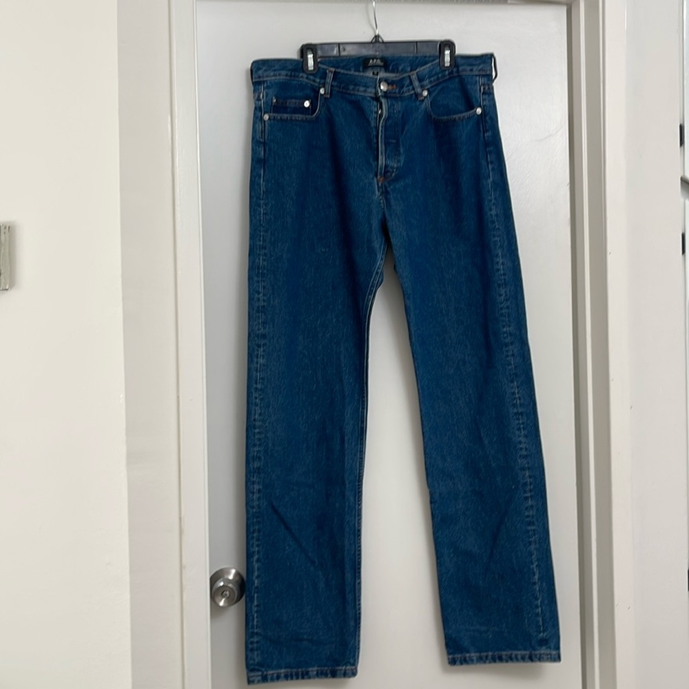 A.P.C. Relaxed Straight Jeans in Deep Blue Denim